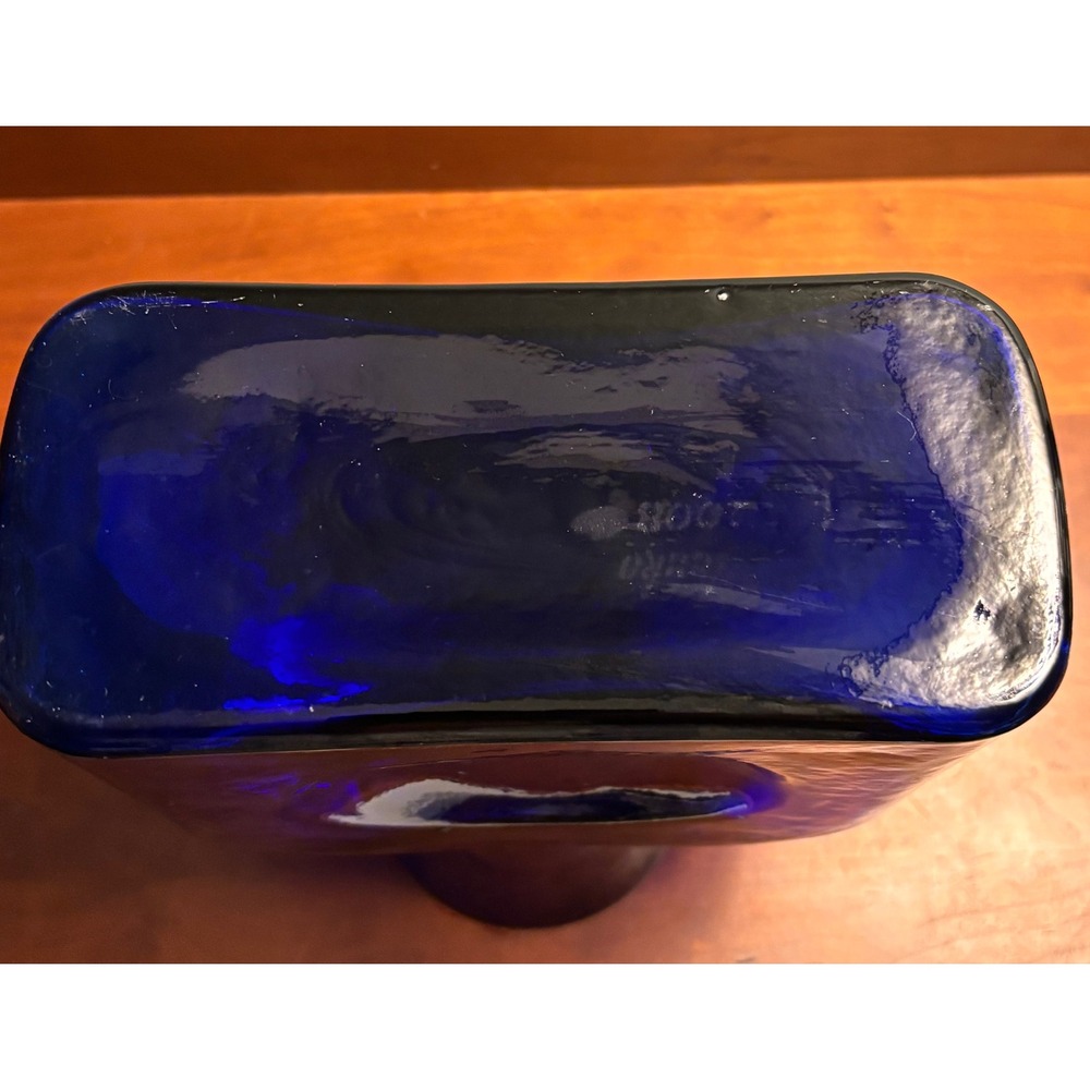 Vintage Blenko 384 Water Bottle Pitcher Cobalt Blue Double Spout Carafe - Picture 7 of 9